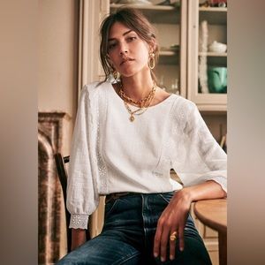 NWOT Sezane Cleo Blouse - Ecru